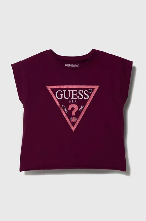 Detské tričko Guess bordová farba