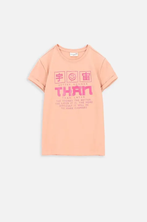 Παιδικό μπλουζάκι Coccodrillo χρώμα: ροζ