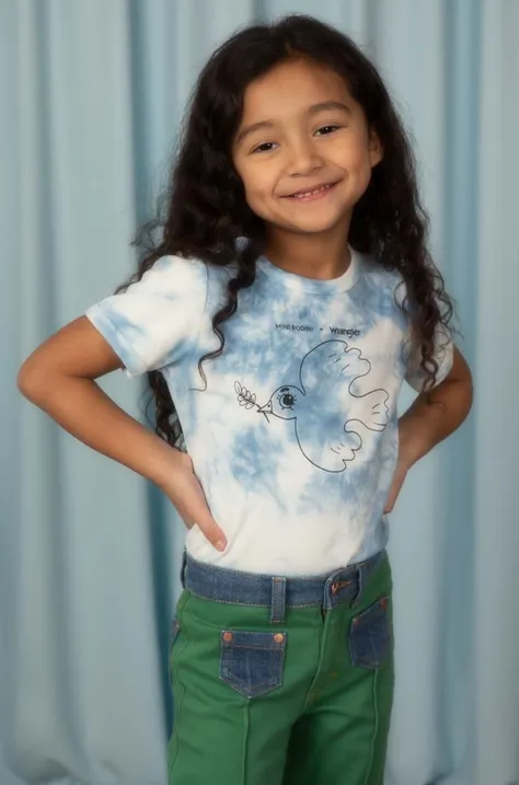 Mini Rodini t-shirt bawełniany dziecięcy Mini Rodini x Wrangler kolor niebieski wzorzysty