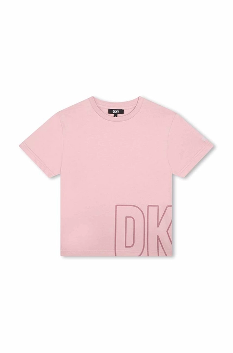 Dkny tricou de bumbac pentru copii culoarea violet, cu imprimeu