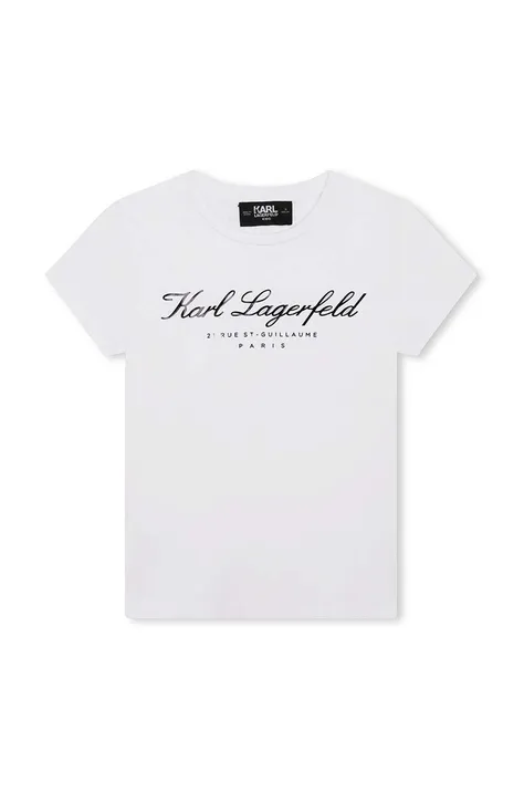 Karl Lagerfeld t-shirt dziecięcy kolor biały z nadrukiem