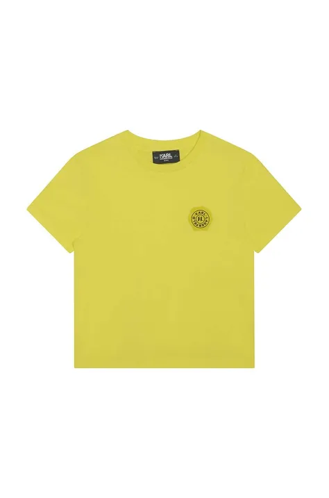 Детская хлопковая футболка Karl Lagerfeld цвет жёлтый с принтом