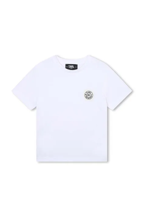 Karl Lagerfeld t-shirt bawełniany dziecięcy kolor biały z nadrukiem