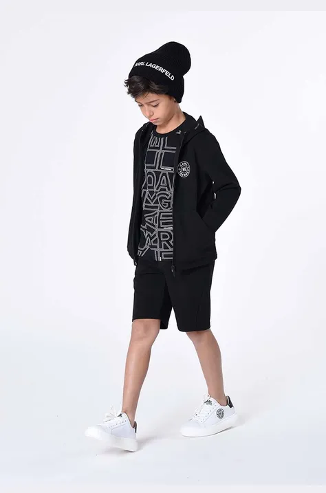 Karl Lagerfeld t-shirt bawełniany dziecięcy kolor czarny gładki