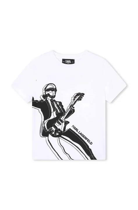 Karl Lagerfeld t-shirt bawełniany dziecięcy kolor biały z nadrukiem