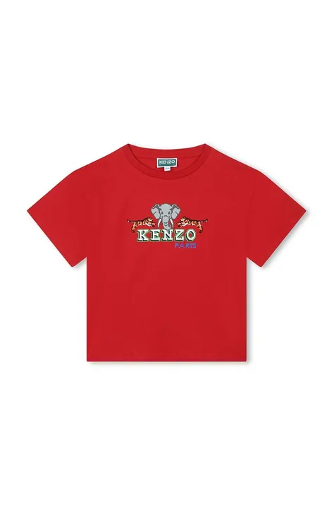Kenzo Kids t-shirt bawełniany dziecięcy kolor czerwony z nadrukiem