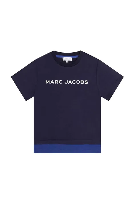 Дитяча бавовняна футболка Marc Jacobs колір синій візерунок