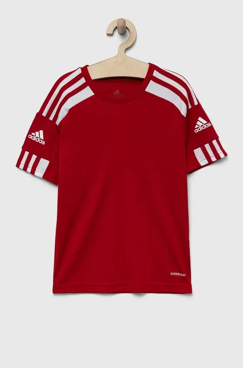 adidas Performance t-shirt dziecięcy kolor czerwony wzorzysty