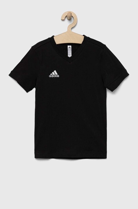 Otroška bombažna kratka majica adidas Performance ENT22 TEE Y črna barva