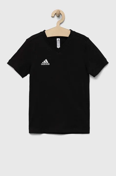 Detské bavlnené tričko adidas Performance ENT22 TEE Y čierna farba, s nášivkou