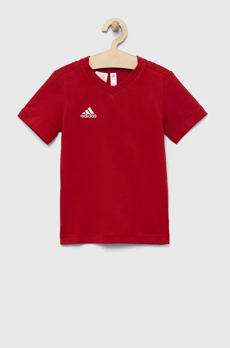 Детская хлопковая футболка adidas Performance ENT22 TEE Y цвет красный однотонная