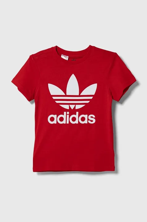 Bombažna kratka majica adidas Originals TREFOIL rdeča barva