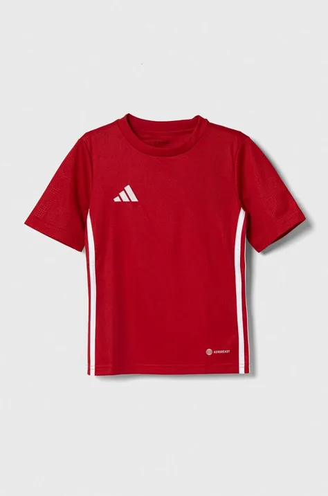 Detské tričko adidas Performance červená farba, s nášivkou