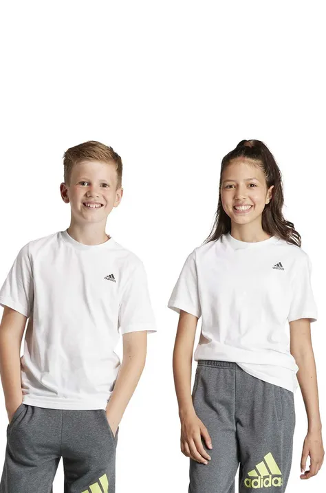 Дитяча бавовняна футболка adidas колір білий з принтом