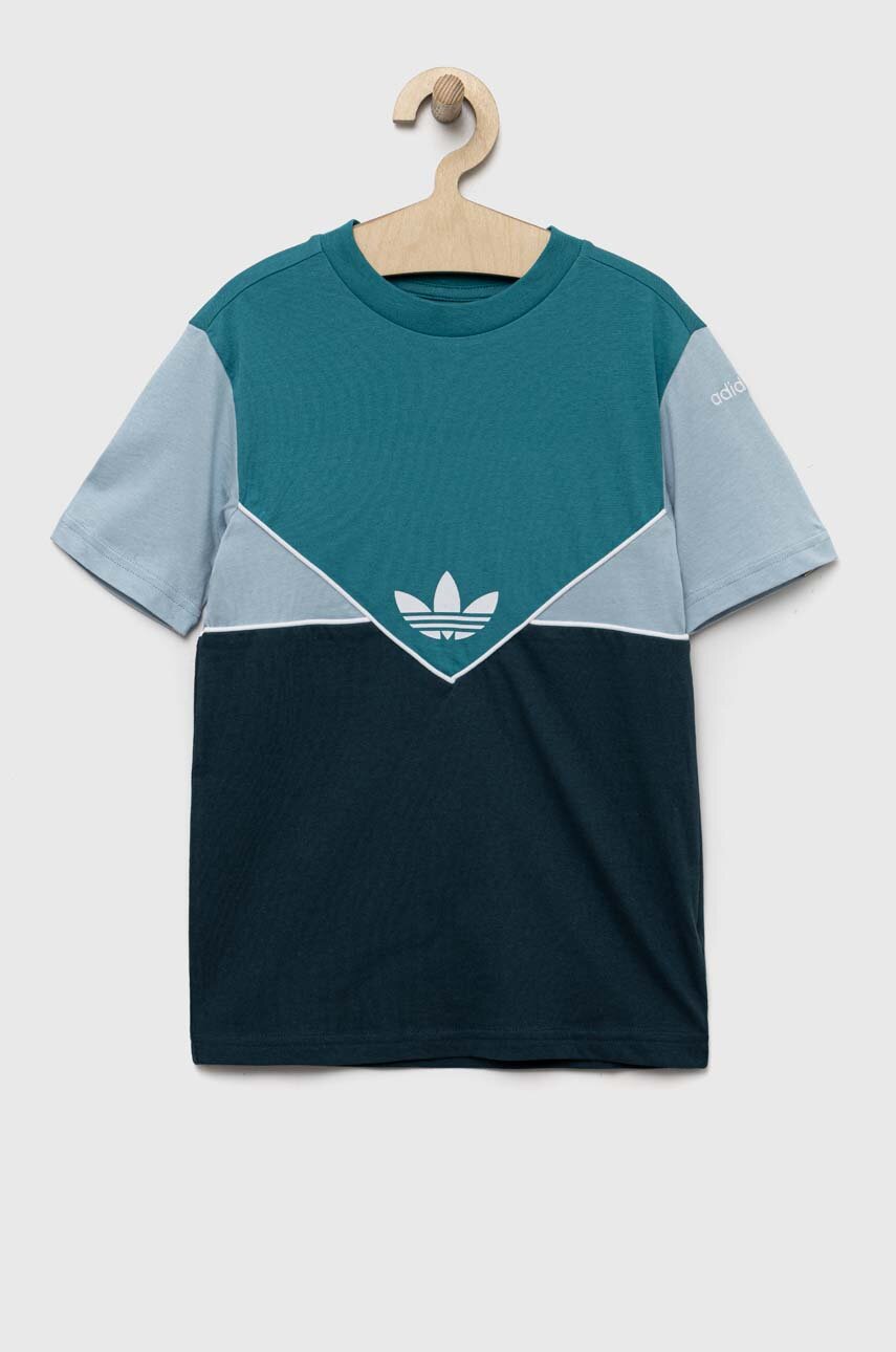 Παιδικό βαμβακερό μπλουζάκι adidas Originals χρώμα: τιρκουάζ