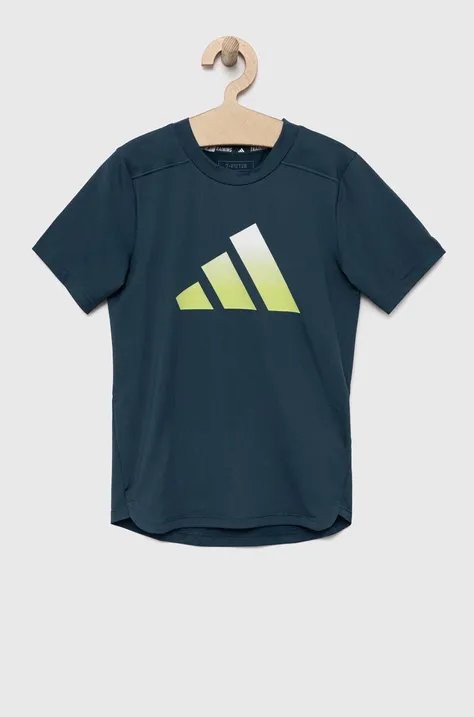 adidas t-shirt dziecięcy kolor zielony z nadrukiem