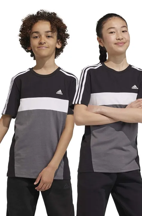 Dječja pamučna majica kratkih rukava adidas boja: crna, s uzorkom