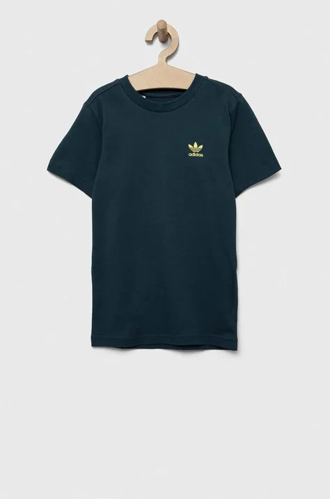 adidas Originals t-shirt bawełniany dziecięcy kolor zielony gładki