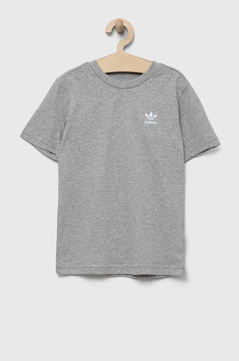 Detské bavlnené tričko adidas Originals šedá farba, jednofarebný
