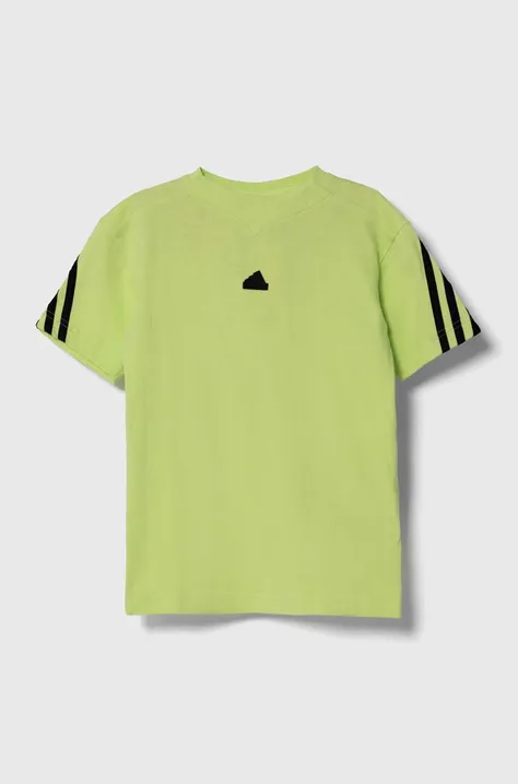 Παιδικό βαμβακερό μπλουζάκι adidas χρώμα: πράσινο