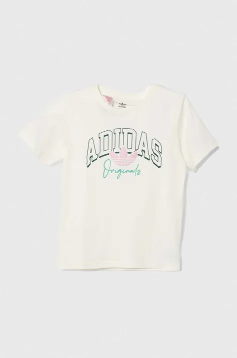Детская хлопковая футболка adidas Originals цвет белый с принтом