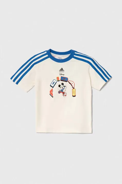 Otroška kratka majica adidas x Disney bež barva