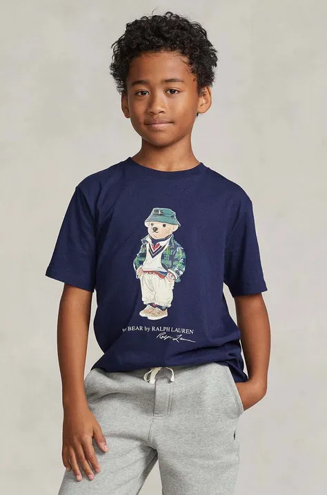 Дитяча бавовняна футболка Polo Ralph Lauren колір синій з принтом