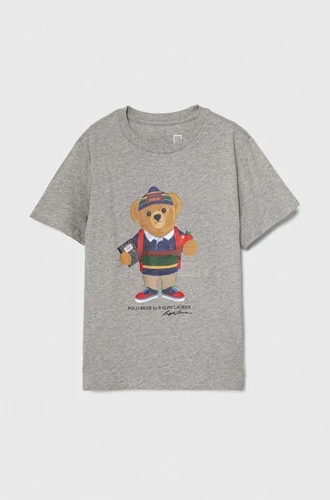 Παιδικό βαμβακερό μπλουζάκι Polo Ralph Lauren χρώμα: γκρι