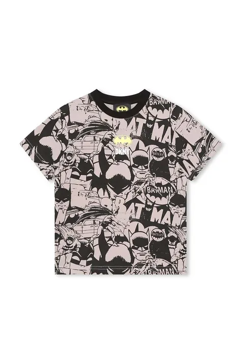 Detské bavlnené tričko Dkny x DC Comics čierna farba, vzorovaný