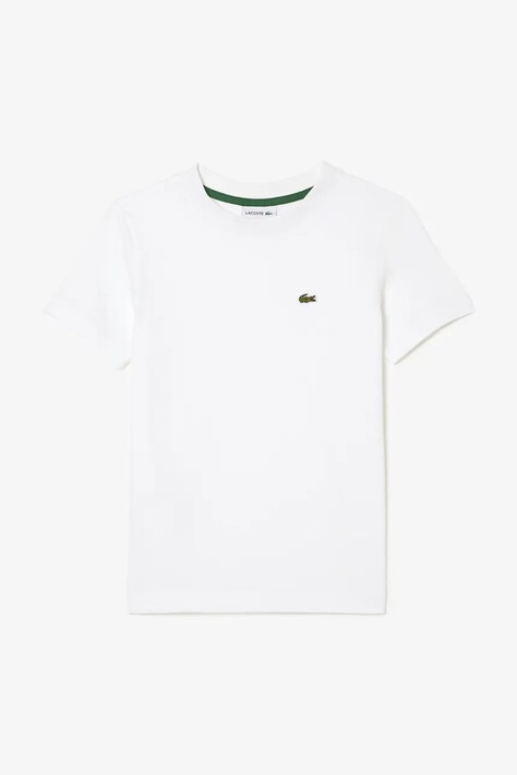 Lacoste t-shirt bawełniany dziecięcy kolor biały gładki TJ1122