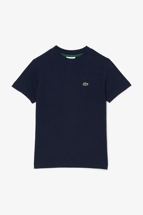 Lacoste t-shirt bawełniany dziecięcy kolor granatowy gładki TJ1122