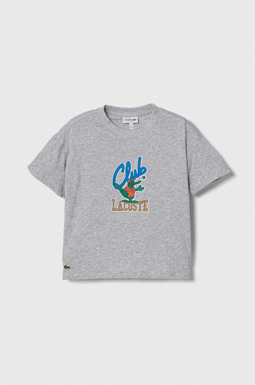 Lacoste t-shirt bawełniany dziecięcy kolor szary z nadrukiem
