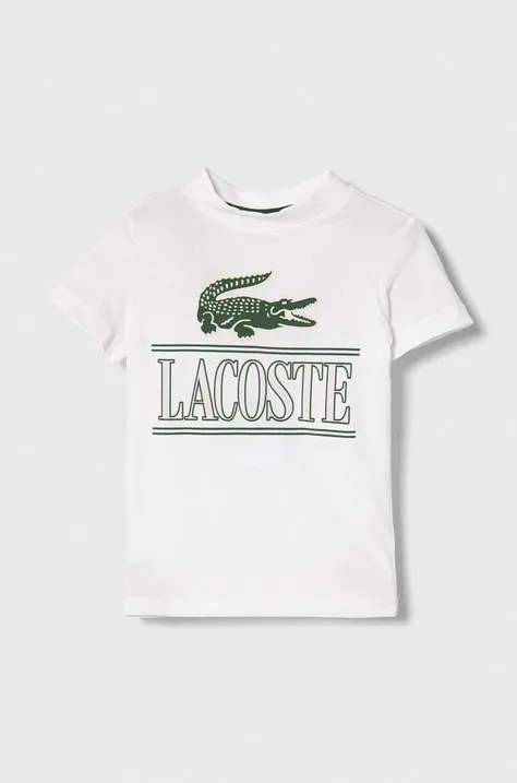 Παιδικό βαμβακερό μπλουζάκι Lacoste χρώμα: άσπρο