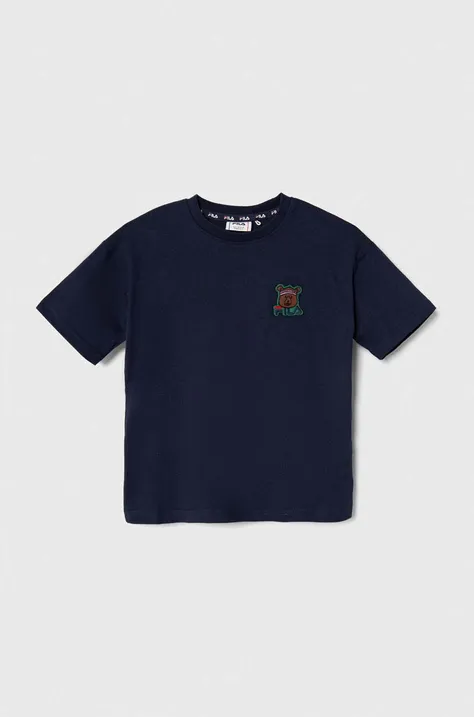 Fila t-shirt bawełniany dziecięcy TAUFKIRCHEN kolor granatowy z aplikacją