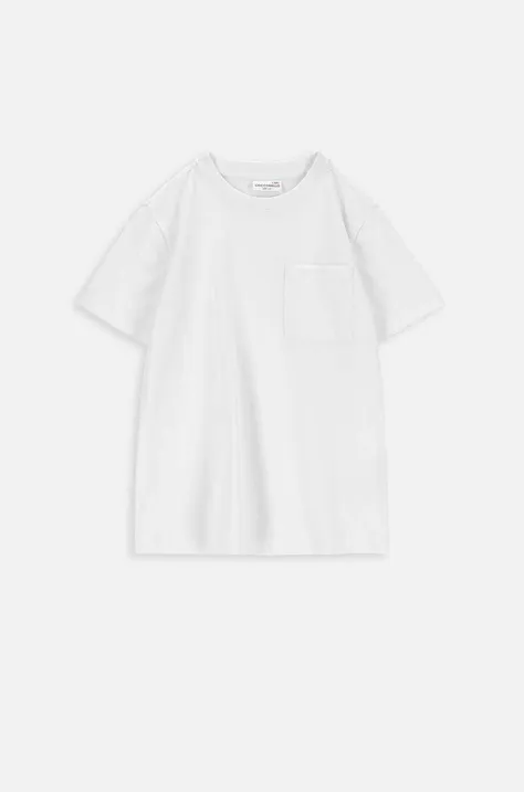 Coccodrillo t-shirt bawełniany dziecięcy kolor biały gładki
