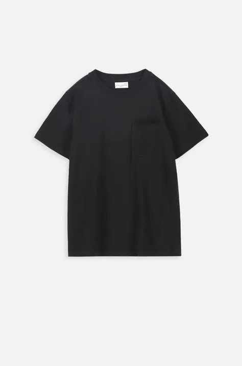 Coccodrillo t-shirt bawełniany dziecięcy kolor czarny gładki