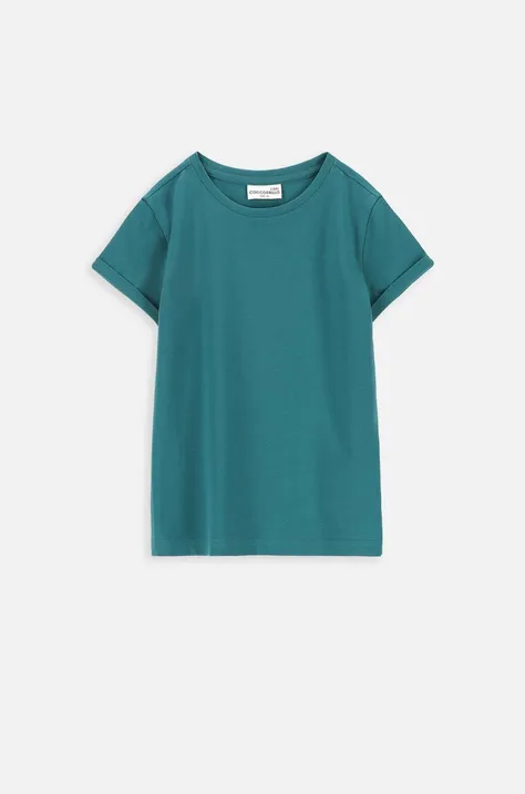 Coccodrillo t-shirt dziecięcy kolor zielony gładki