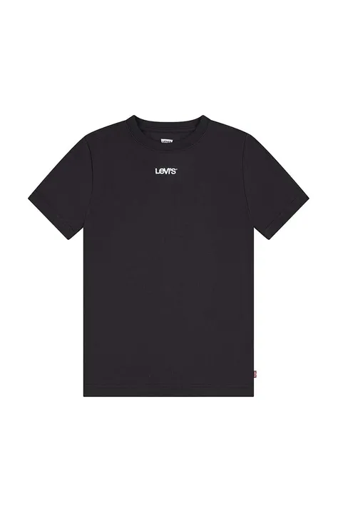 Дитяча бавовняна футболка Levi's колір чорний однотонний