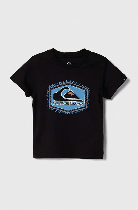 Detské bavlnené tričko Quiksilver RETROLINES TEES čierna farba, s potlačou