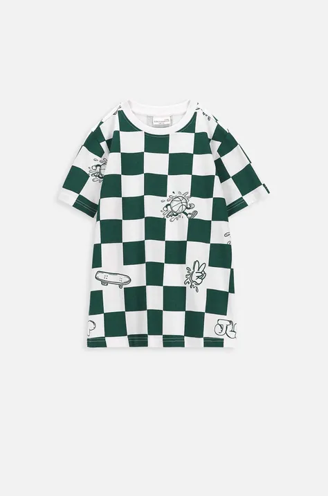 Coccodrillo t-shirt bawełniany dziecięcy kolor zielony wzorzysty