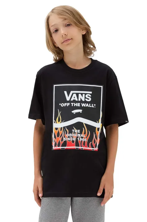 Vans t-shirt bawełniany dziecięcy VN000AKNBLK1 PRINT BOX 2.0 kolor czarny z nadrukiem