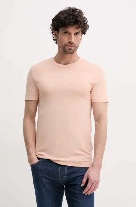 Guess t-shirt in cotone AIDY uomo colore arancione con applicazione M2YI72 I3Z14