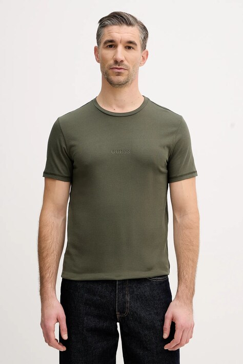 Bavlněné tričko Guess AIDY pánské, oranžová barva, s aplikací, M2YI72 I3Z14