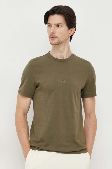 Guess tricou din bumbac culoarea verde, cu imprimeu