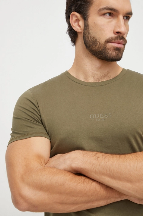 Guess tricou din bumbac culoarea verde, cu imprimeu