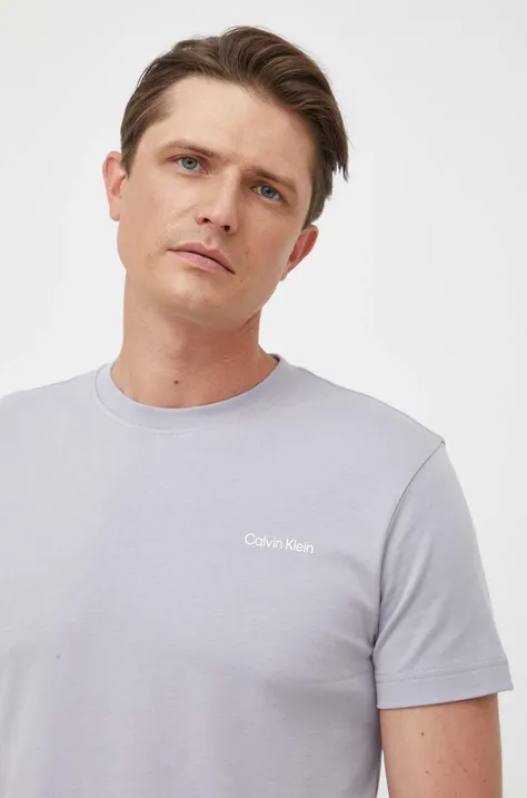 Хлопковая футболка Calvin Klein цвет серый однотонная