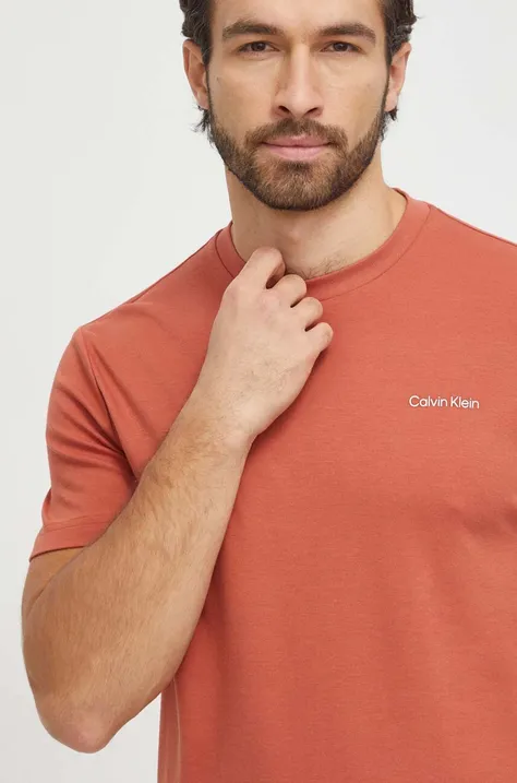 Pamučna majica Calvin Klein boja: narančasta, bez uzorka