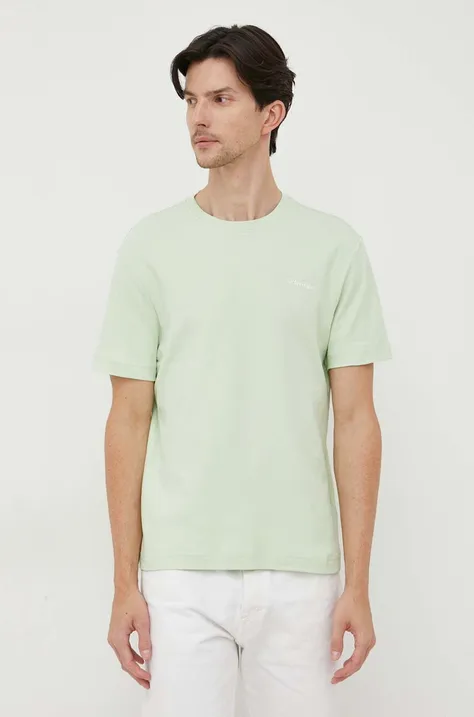 Хлопковая футболка Calvin Klein цвет зелёный однотонная