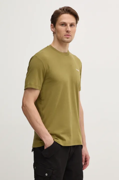 Calvin Klein t-shirt bawełniany męski kolor zielony gładki K10K109894