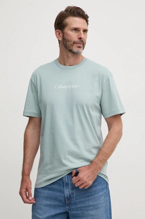 Bavlněné tričko Calvin Klein tyrkysová barva, K10K111346